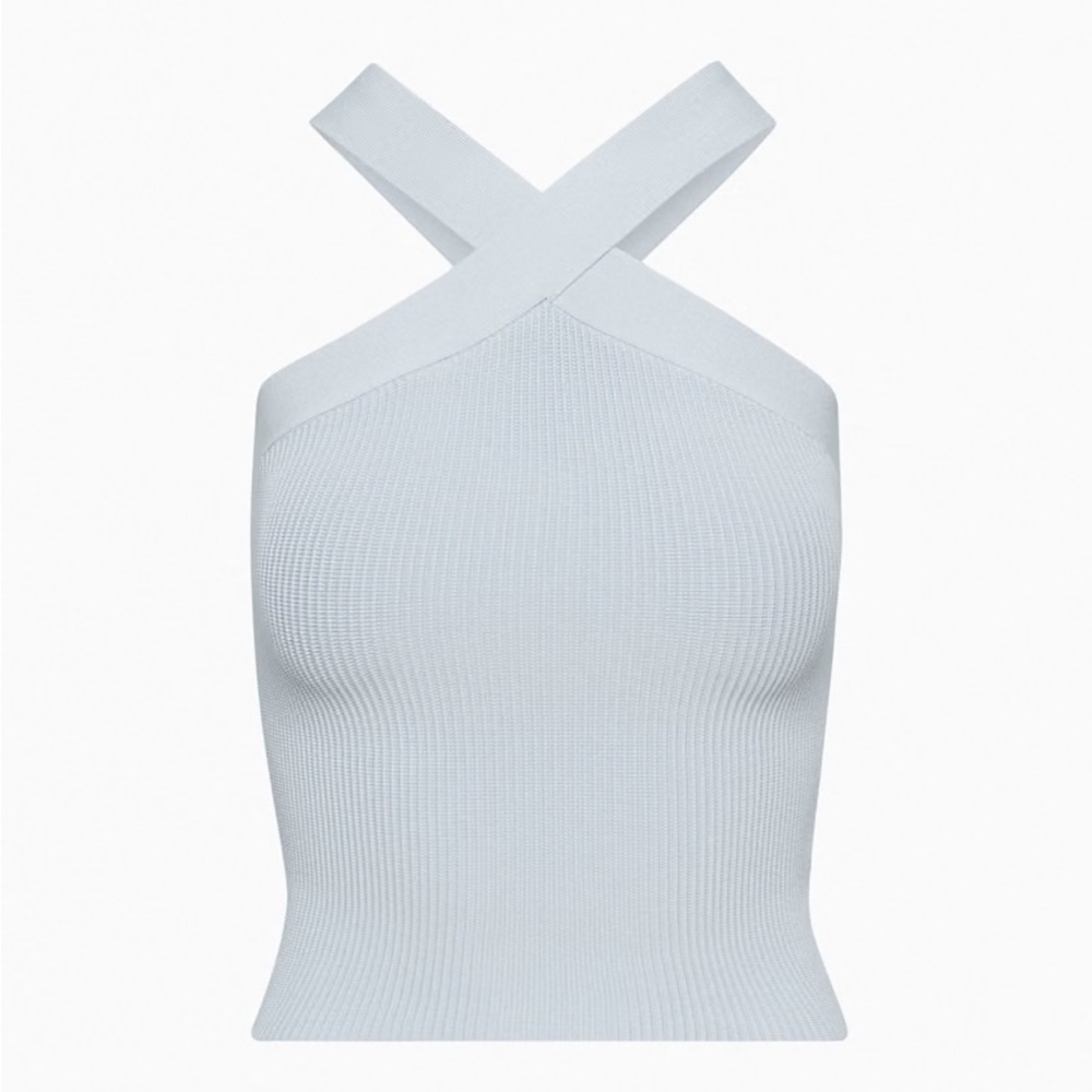 Babaton Sculpt Knit Cement Blue Criss Cross Tank - Picture 4 of 6